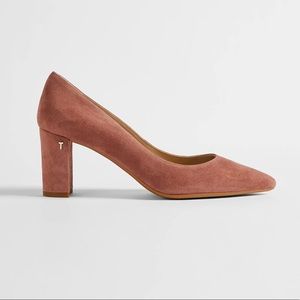 NWT Ted Baker Savana Suede Block Heel Pump in Pink Brown Mauve Nude | Size 9.5